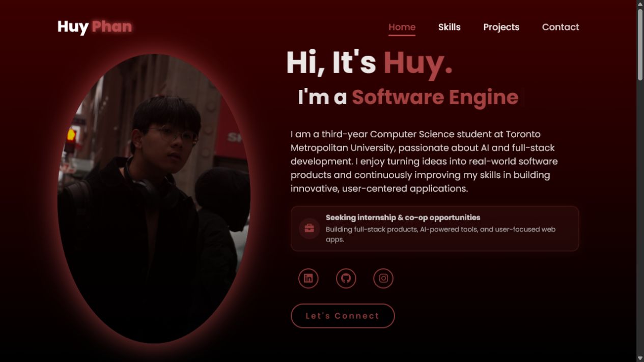 Portfolio website homepage screenshot